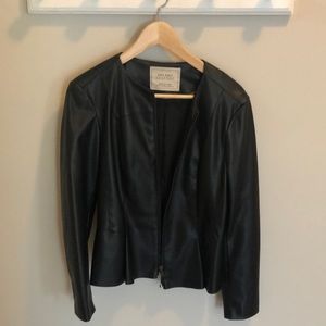 Beautiful feminine faux leather black jacket